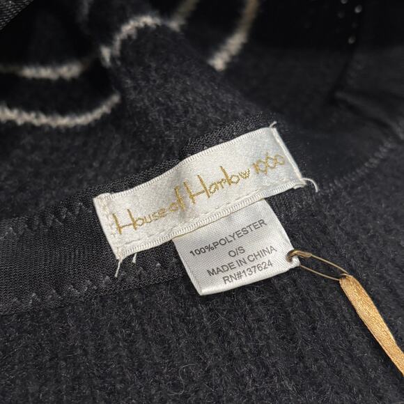 NWT House of Harlow 1960 Knit Bucket Hat Black White Stripe - Picture 3 of 4